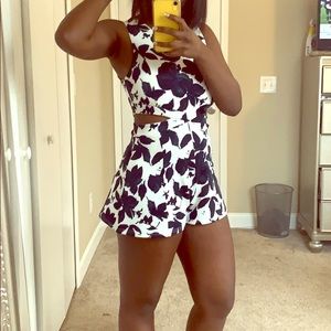 Floral Romper with side cutouts